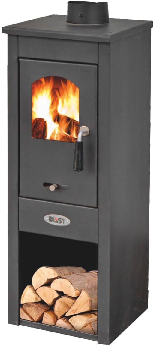 Blist Lux Lm Kamin - Schwarz - Gusseisen - Holz - 7 kW