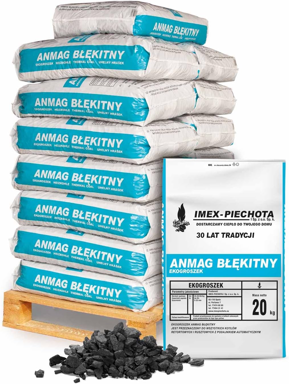 PALIGO Imex Piechota Feinsteinkohle 5-25 mm 20 kg x 15 Sack 300 kg 1 Palette Nusskohle Schmiedekohle Heizkohle Kesselkohle Speisekohle Fettkohle