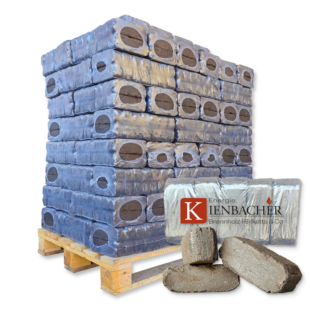 Torfbriketts 1000 kg Biokohle Braunkohle Union Glühhalter Kaminofen Brennholz Heizung Kohle Rekordbriketts Energie Kienbacher